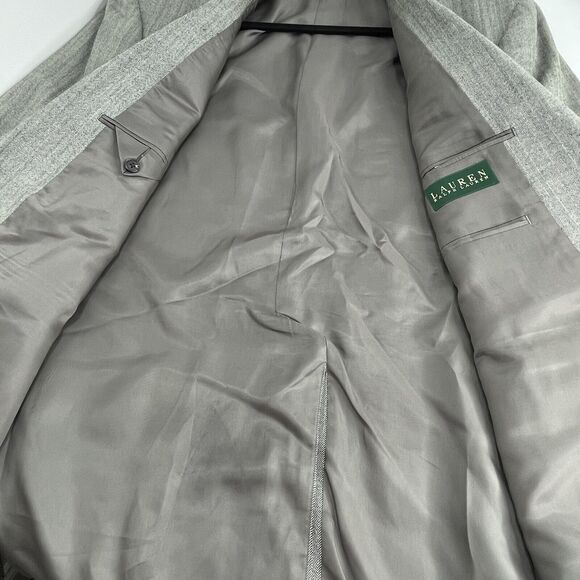 RALPH LAUREN MENS Sport Coat Blazer GRAY Herringbone SILK & WOOL 46L - Picture 8 of 10